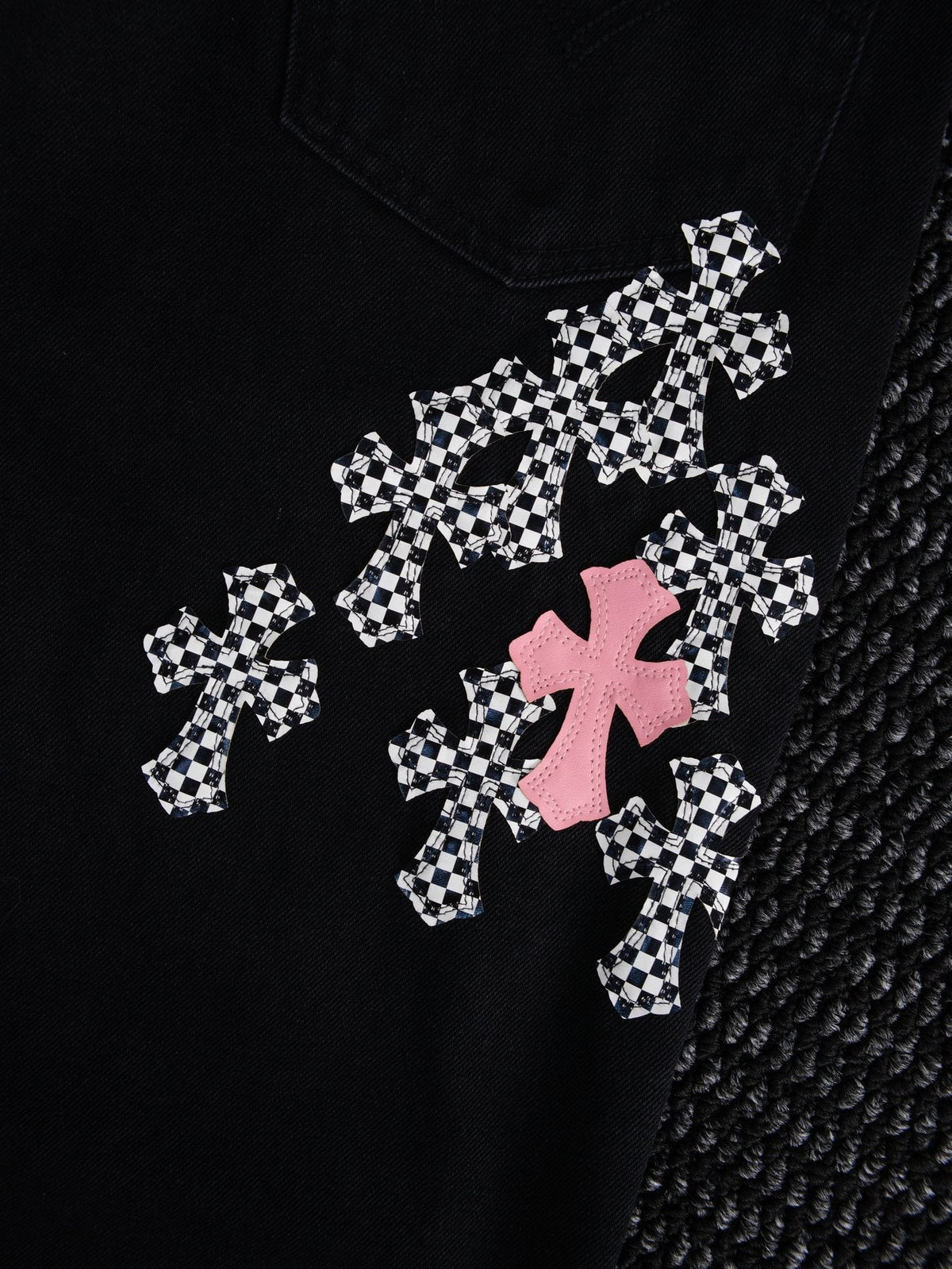 Chrome Hearts Cross Graphic Black Denim Pants
