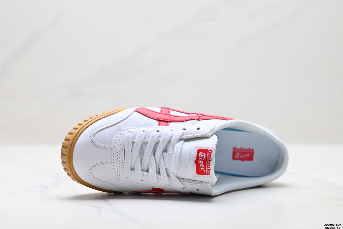 Onitsuka Tiger Retro Low Top White Red Gum Unisex Shoes Style 01